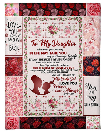To My Daughter I Love You Forever And Always Rose Symbol Custom Design Fleece Blanket