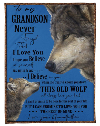 Wolves Love Message Of Grandfather To Grandson Fleece Blanket