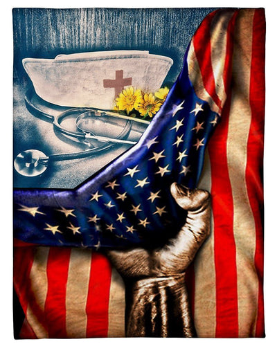 Nurse Hat American's Flags Fleece Blanket