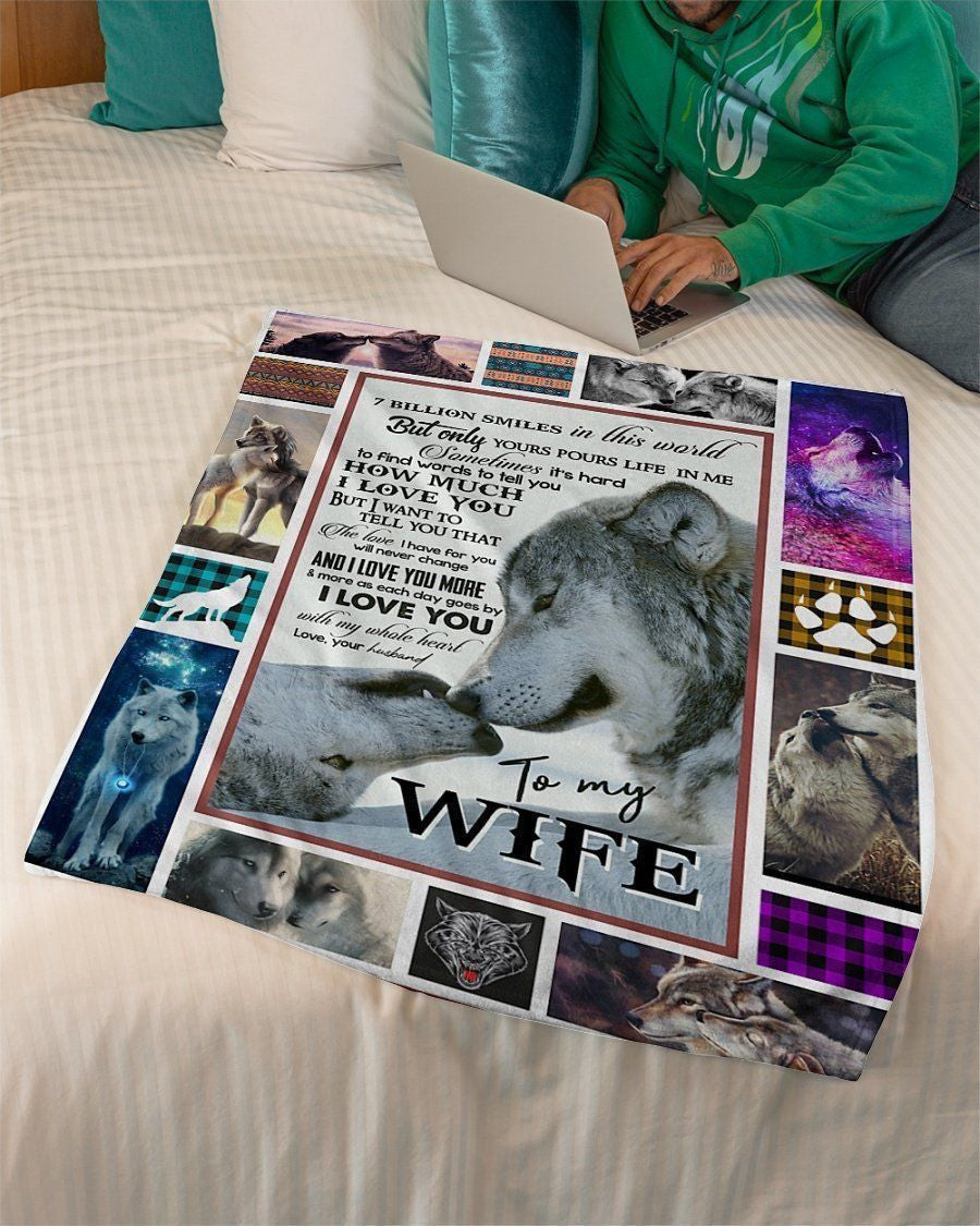 I Love You With All My Whole Heart To My Wife Fleece Blanket