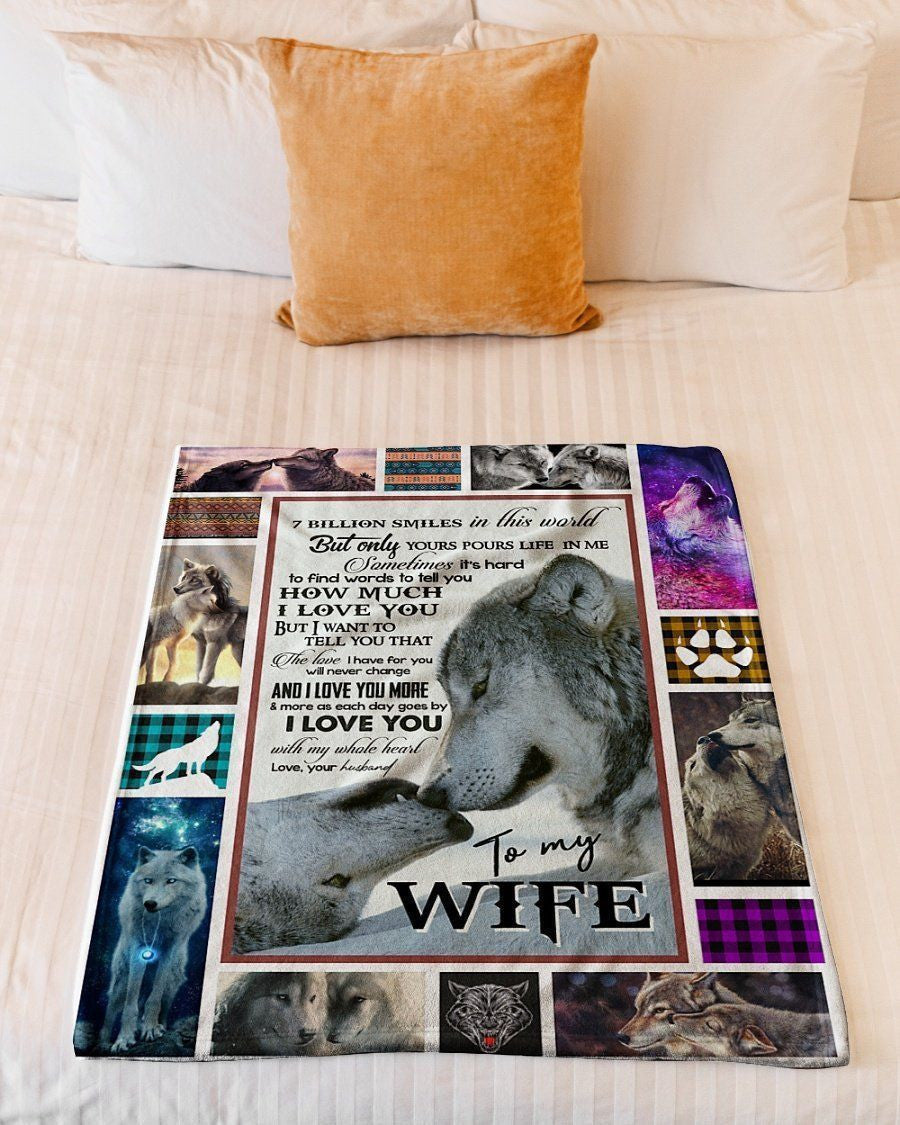 I Love You With All My Whole Heart To My Wife Fleece Blanket