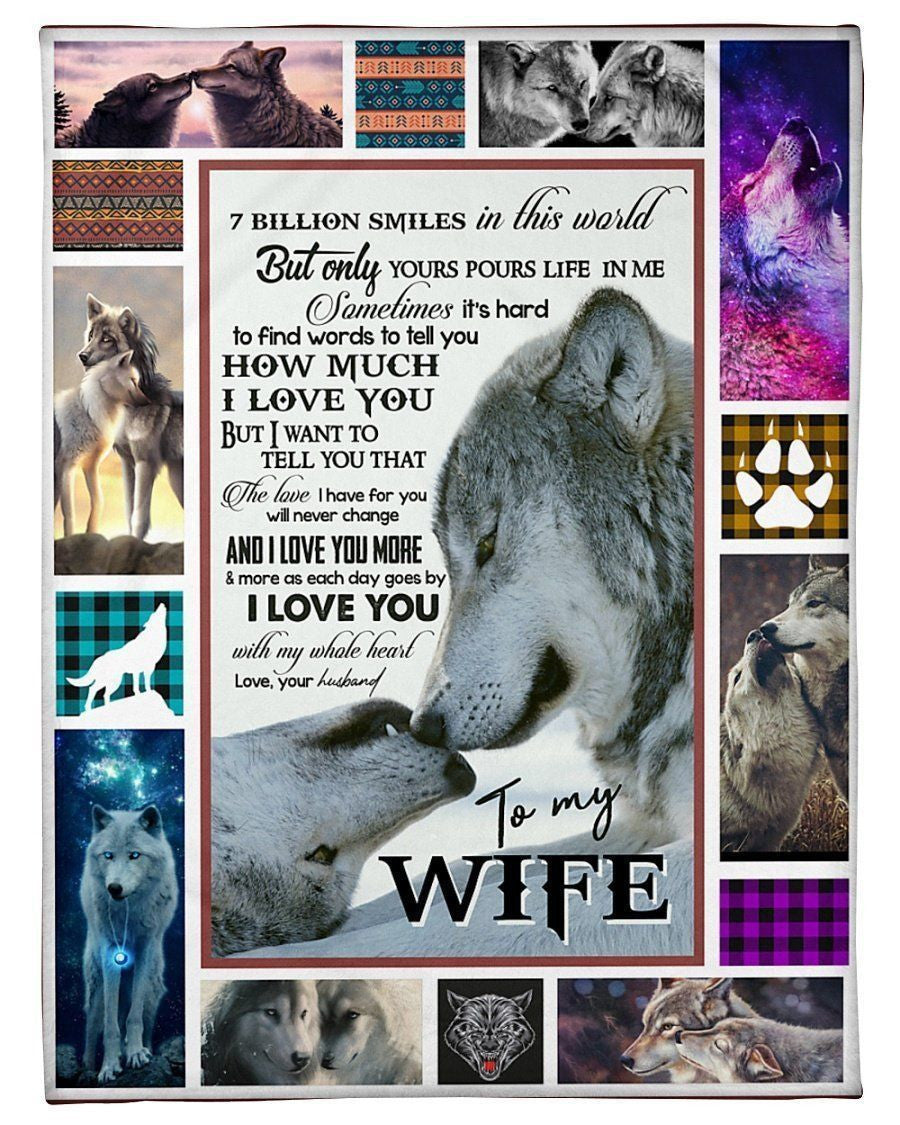 I Love You With All My Whole Heart To My Wife Fleece Blanket