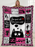 Black Cat Time Spent With Heart Cats Is Never Wasted Cat Fleece Blanket