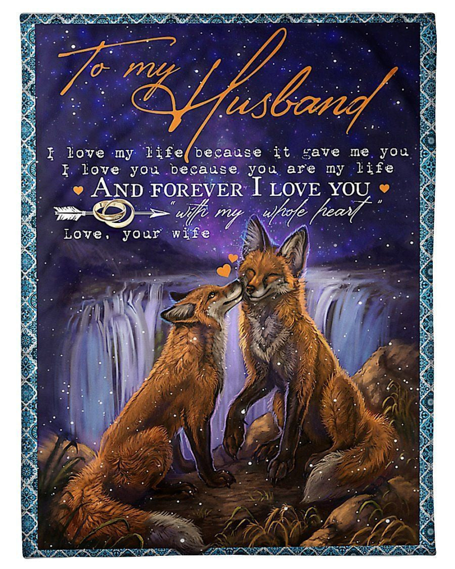 To My Husband Forever I Love You With My Whole Heart Fleece Blanket