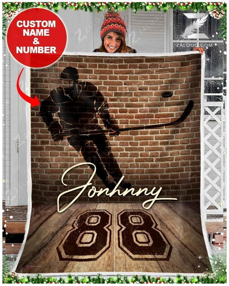 Custom Fleece Blanket - Hockey - Brick Wall
