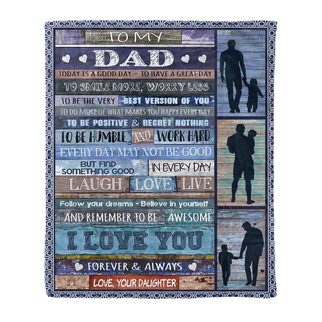 Laugh Love Live Fleece Blanket Gift For Dad