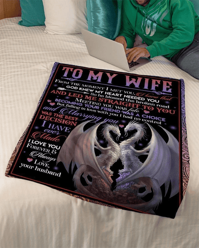 I Love You Forever And Always Couple Dragon To Wife Fleece Blanket