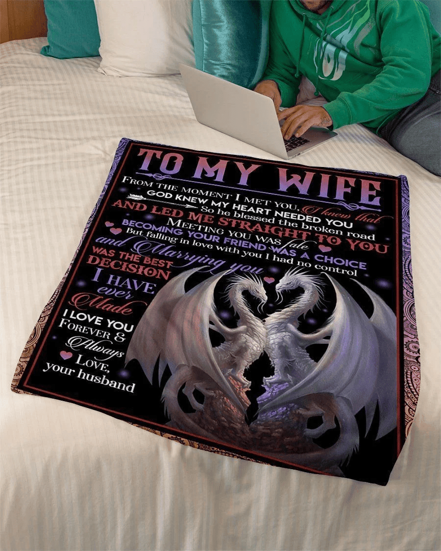 I Love You Forever And Always Couple Dragon To Wife Fleece Blanket