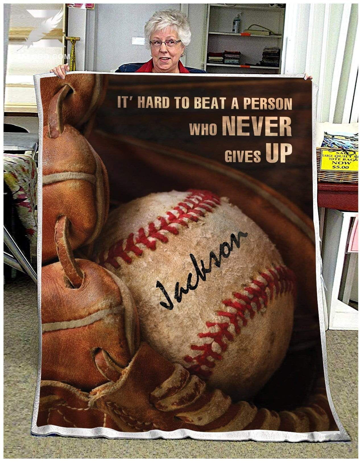 Customized Name Blanket Gift For Baseball Lovers Never Give Up