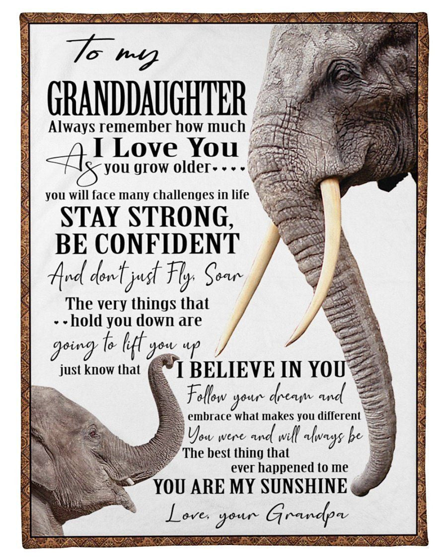 Eleplant Grandpa Hopes Granddaughter To Stay Strong Be Confident Fleece Blanket