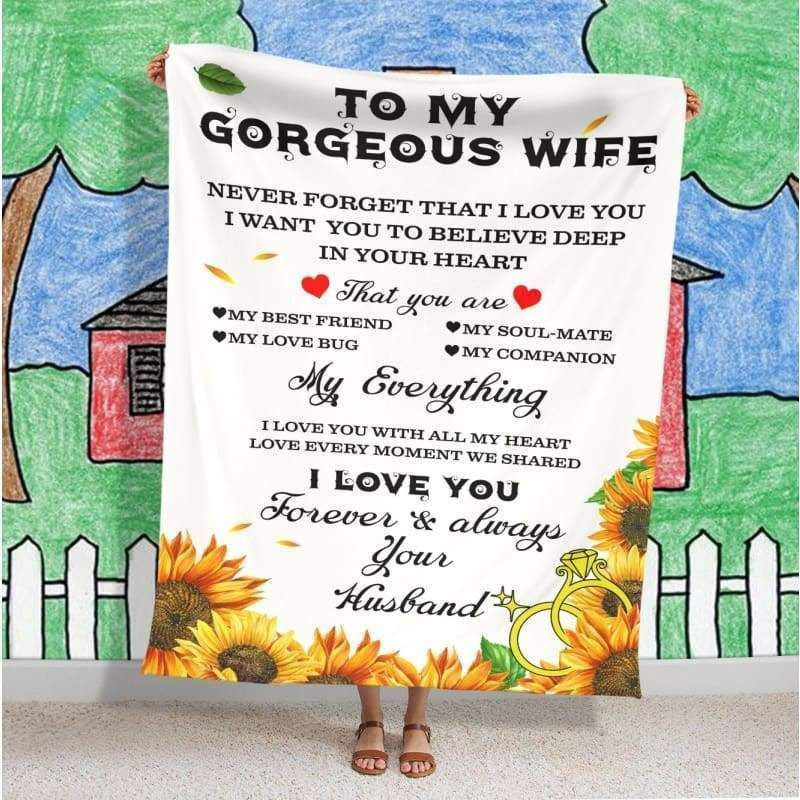 To My Gorgeous Wife Love You With All My Heart Fleece Blanket