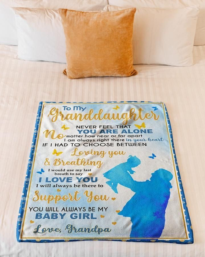 Grandpa Gift For Granddaughter Fleece Blanket Loving You And Breathing