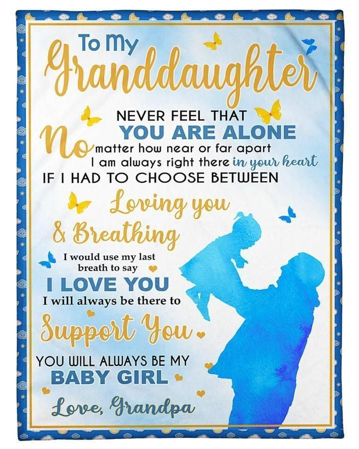 Grandpa Gift For Granddaughter Fleece Blanket Loving You And Breathing