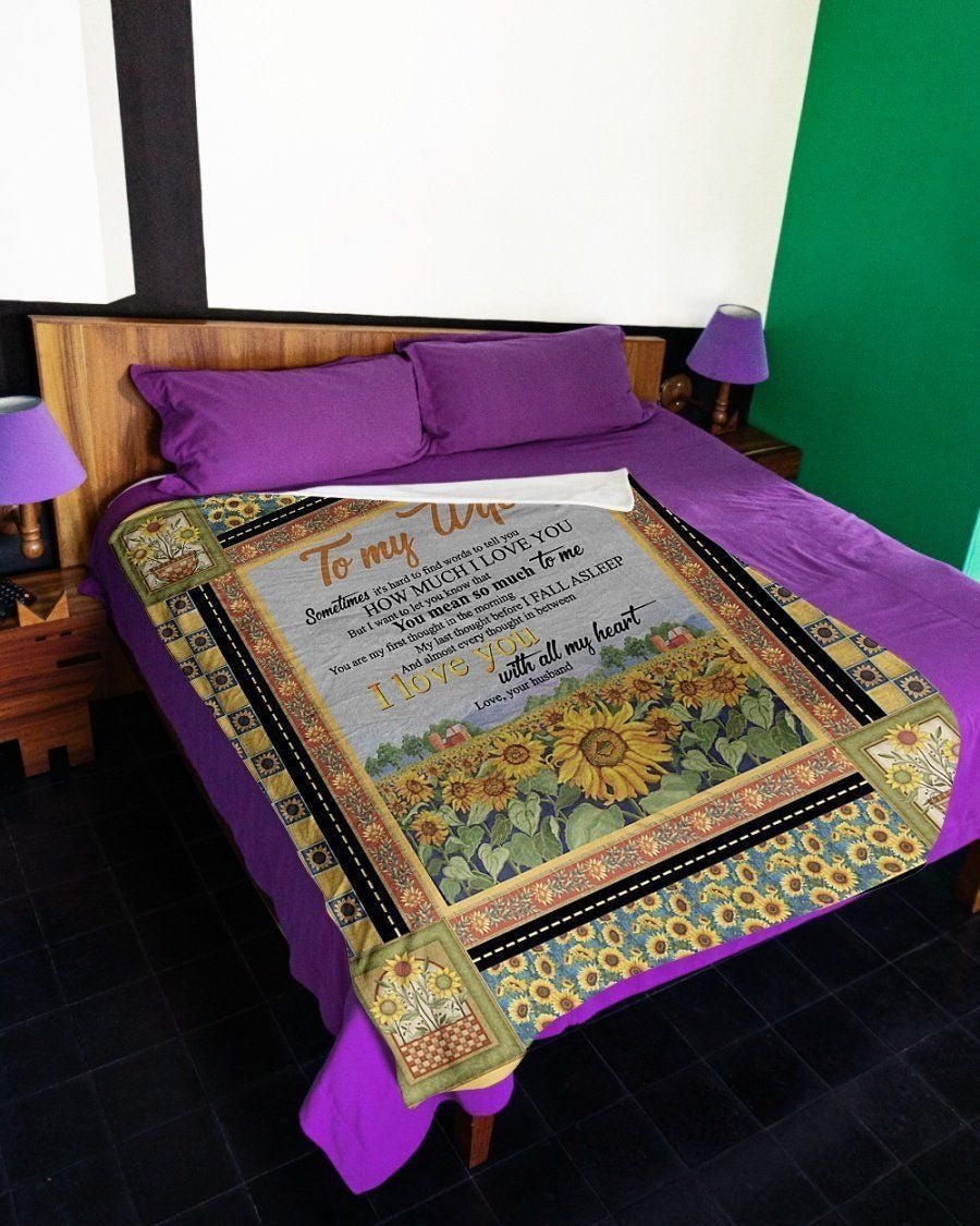 Sunflower To My Wife You Mean So Much To Me Fleece Blanket