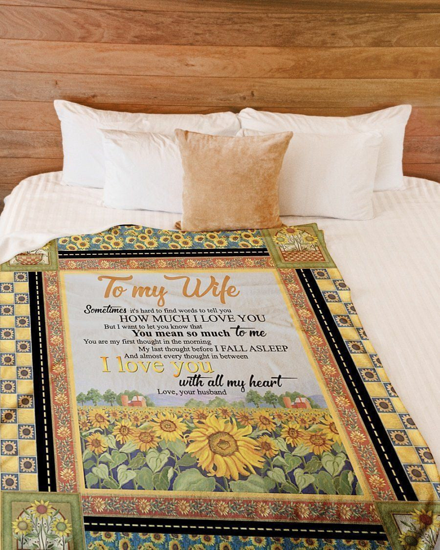 Sunflower To My Wife You Mean So Much To Me Fleece Blanket