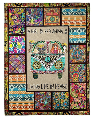 Market Trendz A Girl And Her Animals Living Life In Peace Birthday Gift Fleece Blanket