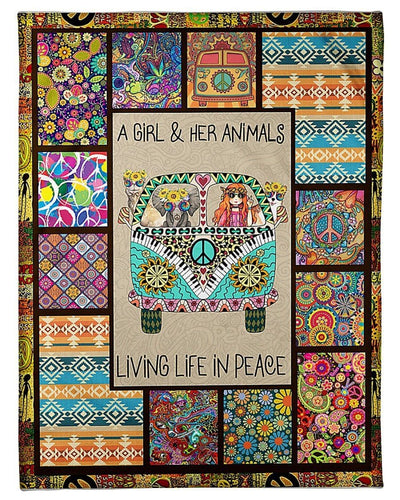Market Trendz A Girl And Her Animals Living Life In Peace Birthday Gift Fleece Blanket