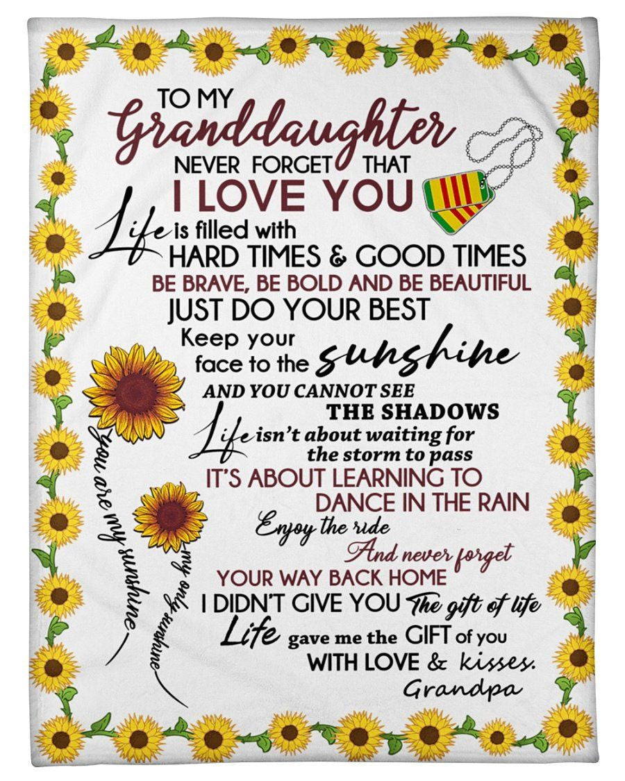 You Are My Sunshine Great Gift From Grandpa To Granddaughter Fleece Blanket