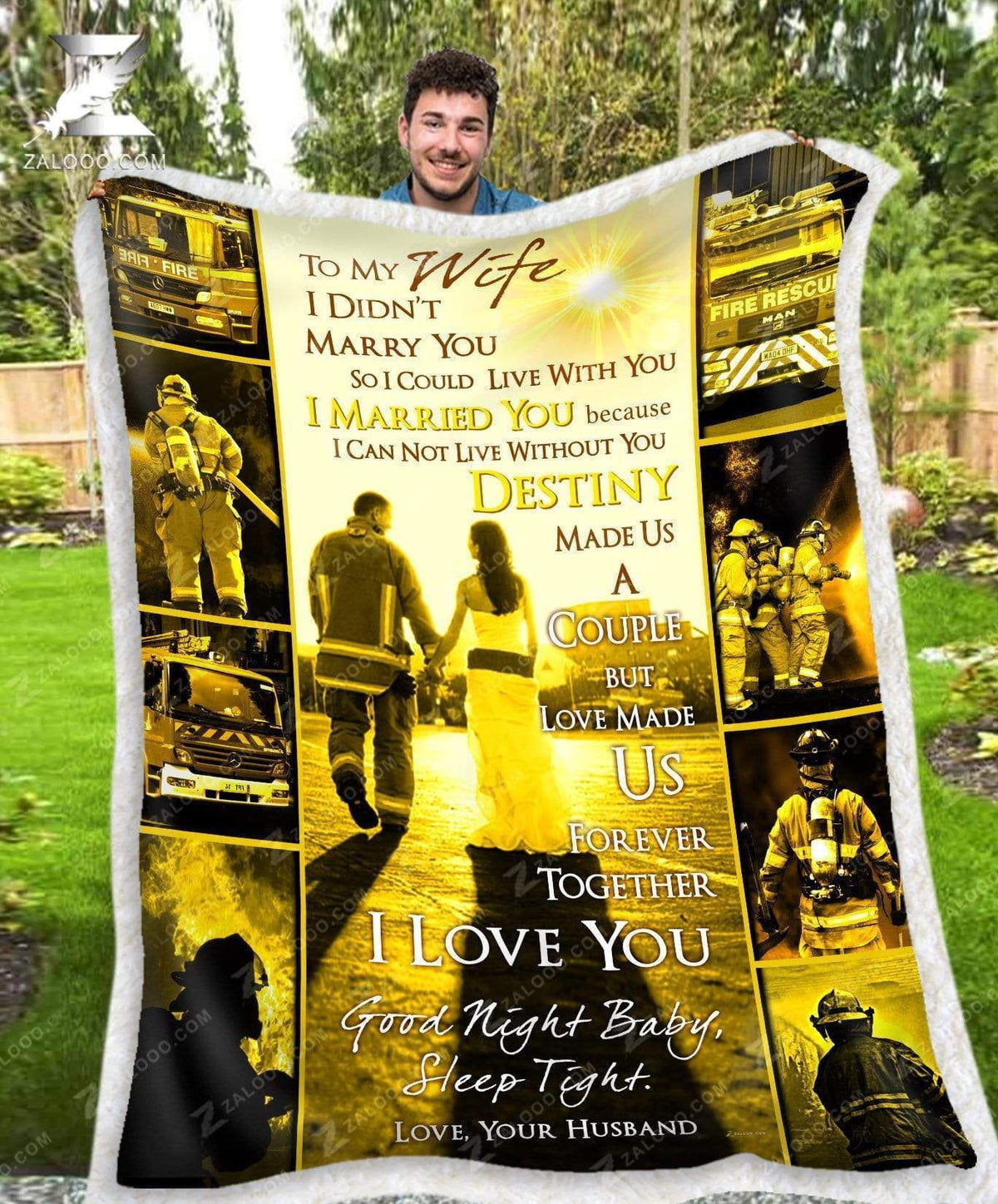 Custom Fleece Blanket - Firefighter - To My Wife - Destiny