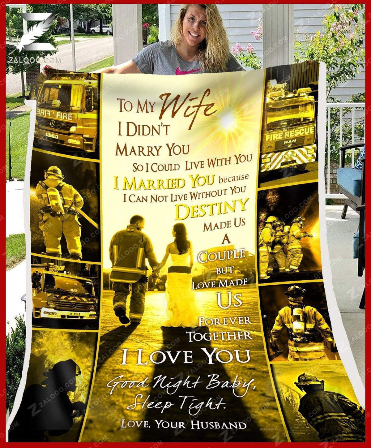 Custom Fleece Blanket - Firefighter - To My Wife - Destiny