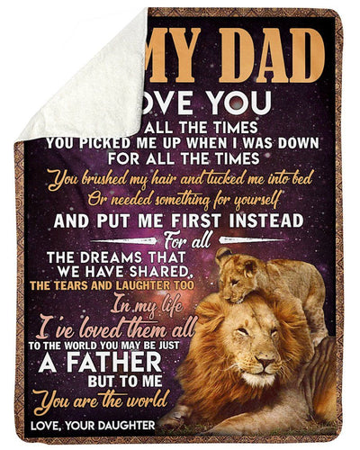 Lion Fleece Blanket Gift For Dad To Me You Are The World Sherpa Blanket