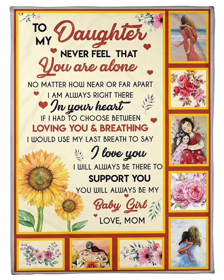 To My Daughter Love Mom Gift For Daughter Fleece Blanket