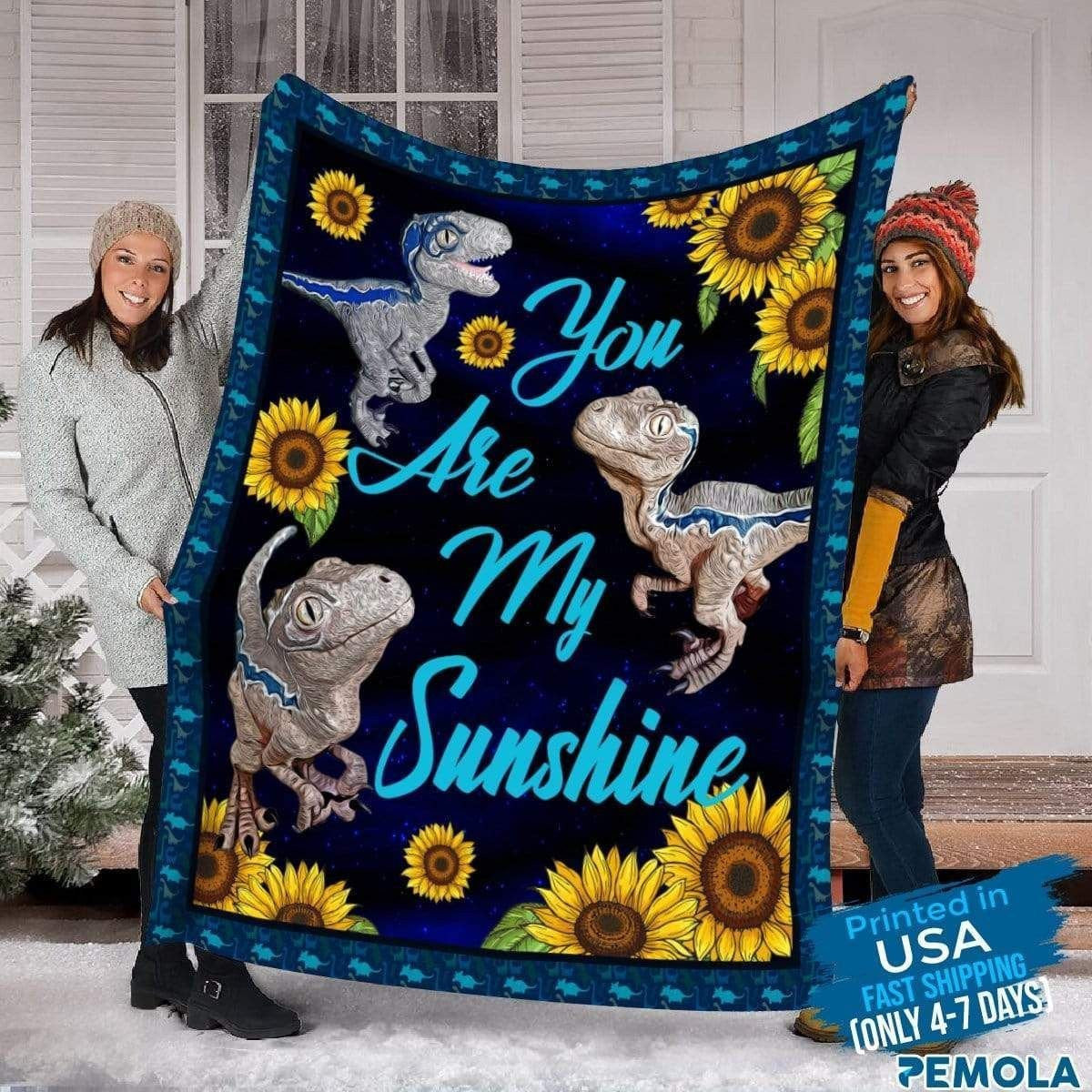 Cool Gift For Kids You Are My Sunshine Dinosaur Fleece Blanket