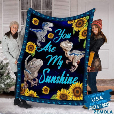 Cool Gift For Kids You Are My Sunshine Dinosaur Fleece Blanket