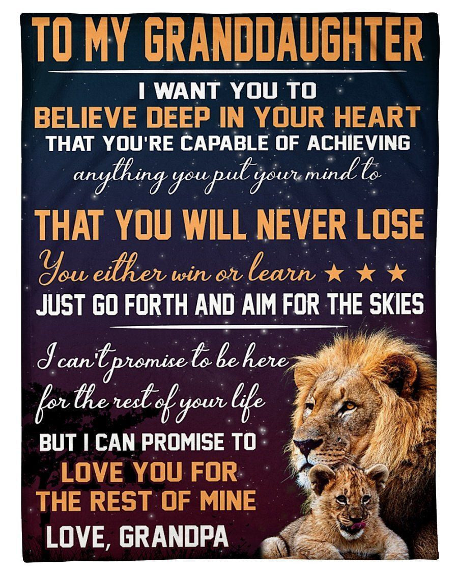 Lion Grandpa Hopes Granddaugter To Believe Deep In Her Heart Fleece Blanket