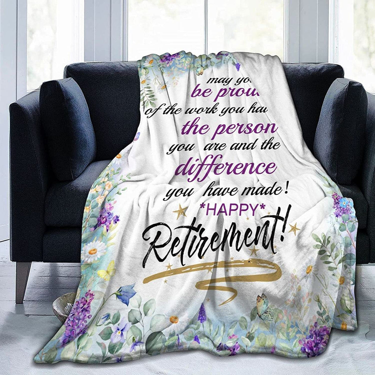 Retirement Gifts For Women Men 2021 Happy Retirement Ultra-Soft Throw Blankets Flannel Blanket For Bedding Sofa (Retirement 1 60'X50')