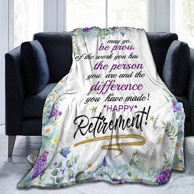 Retirement Gifts For Women Men 2021 Happy Retirement Ultra-Soft Throw Blankets Flannel Blanket For Bedding Sofa (Retirement 1 60'X50')