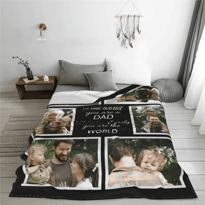 Customizable For Dad Blanket Customized Blankets With Photos Text Father Day Personalized Picture Collages Throw Blankets Gift For Men Decor Souvenirs Birthday
