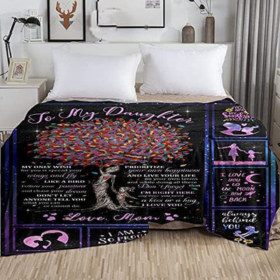 To���My���Daughter���Blankets���from���Mom for���Daughter���Gifts���Letter���Printed���Throw���Fleece���Blankets���Birthday Gift