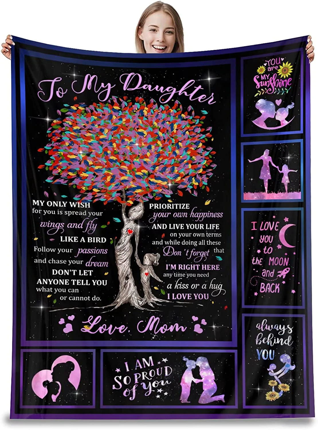 To���My���Daughter���Blankets���from���Mom for���Daughter���Gifts���Letter���Printed���Throw���Fleece���Blankets���Birthday Gift