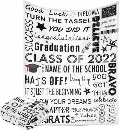 Custom Class Of 2022 Graduation BlanketPersonalized Congratulations Graduate Throw Blankets Gifts For Him Her