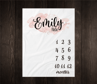 Pink and Gold Milestone Blanket Baby Month Blanket Baby Girl Milestone Blanket Track Growth Keepsake Baby Shower Gift