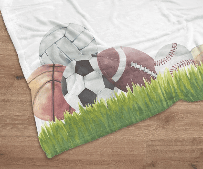 Sports Milestone Personalized Baby Blanket Custom Baseball Football Socer Basketball Baby Boy Month Blanket Newborn Gift Baby Shower Gift