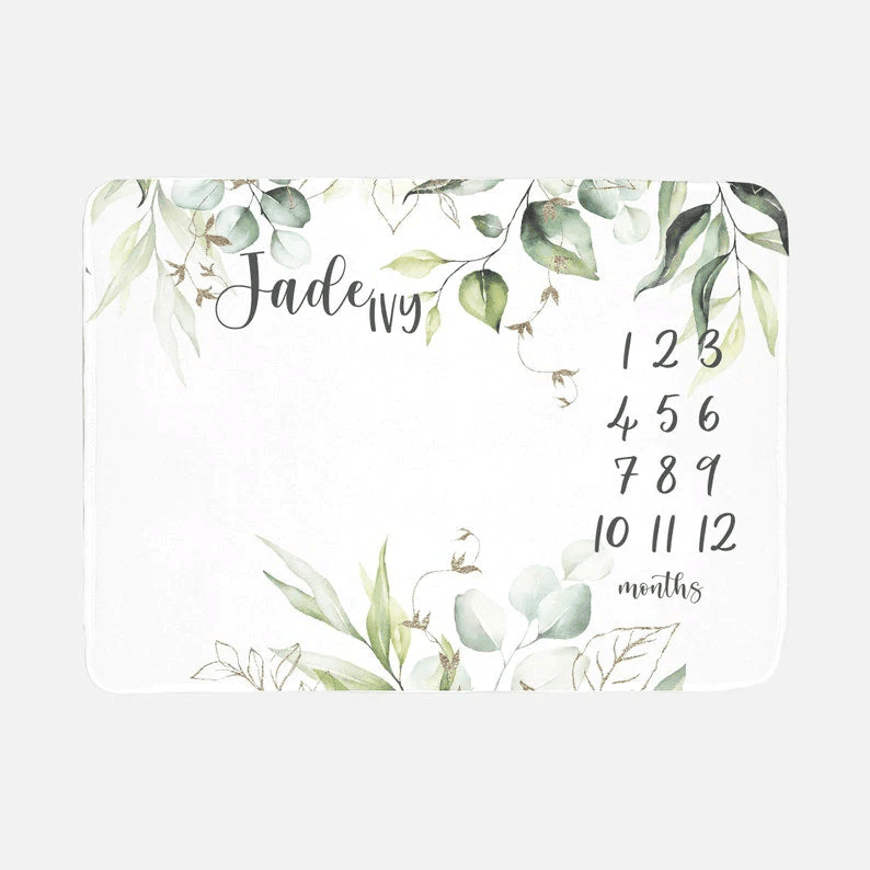 Greenery Baby Milestone Blanket Elegant Eucalyptus Baby Milestone Blanket New Baby Gift Monthly Baby Blanket Baby Girl
