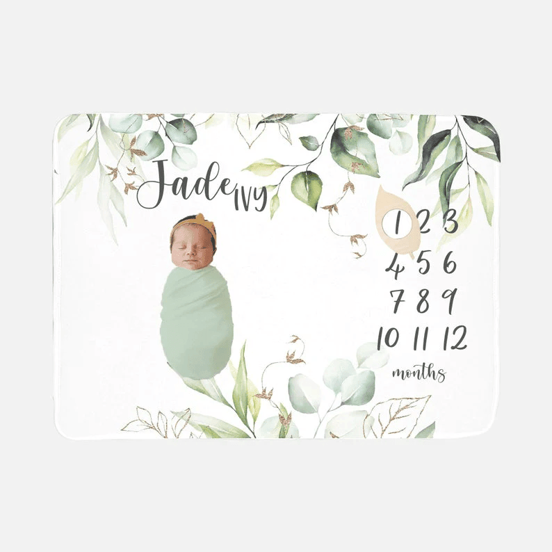 Greenery Baby Milestone Blanket Elegant Eucalyptus Baby Milestone Blanket New Baby Gift Monthly Baby Blanket Baby Girl