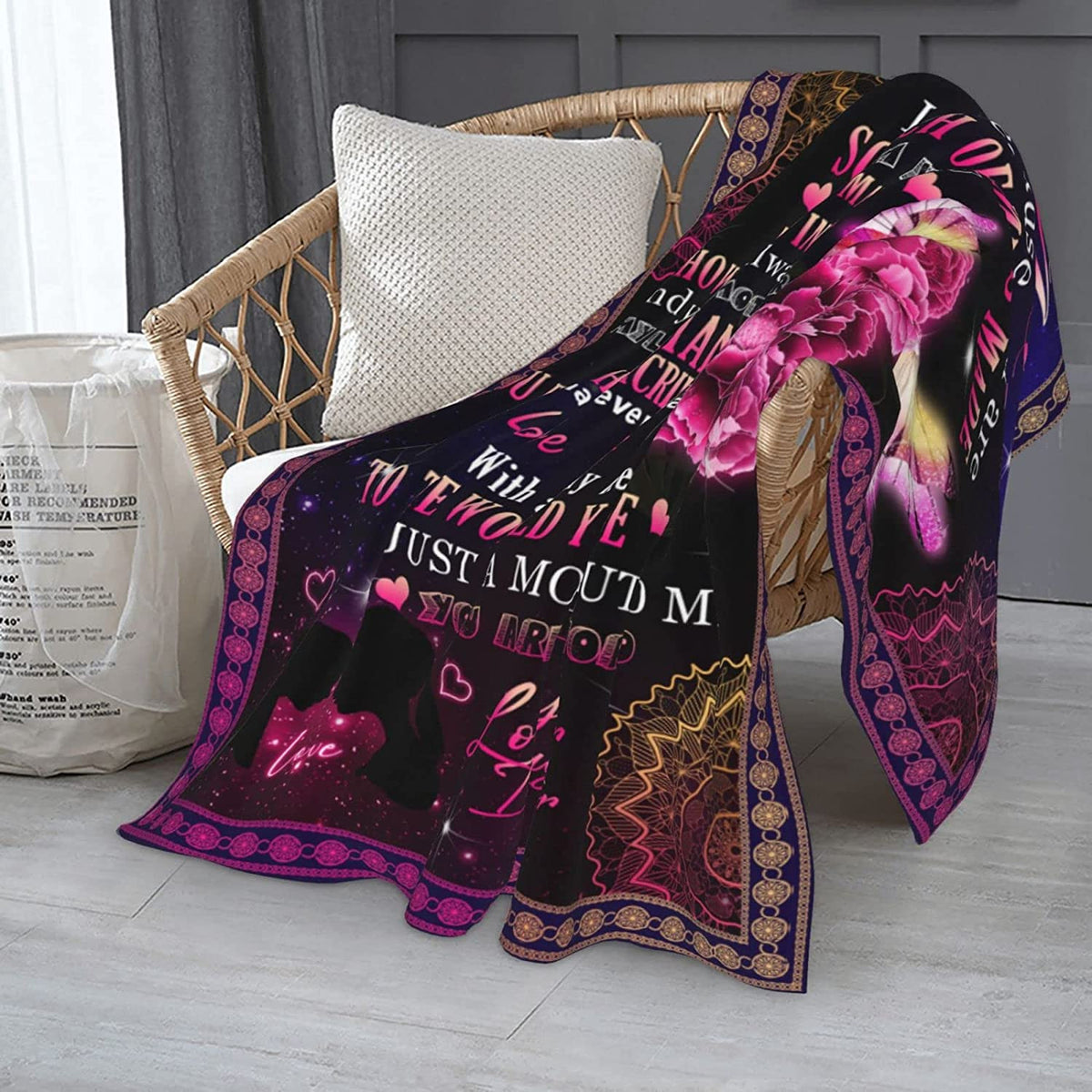 To My Mom Blanket Butterfly and Flower Blanket for Mom Birthday Gift for Mom Throw Blanket