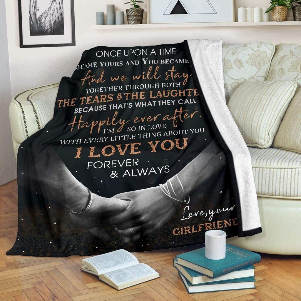 Personalized To My Boyfriend Hand In Hand Fleece Blanket From Girlfriend To My Boyfriend I Love You Forever And Always Blanket Gift For Boyfriend Customized Blanket For Birthday Valentines Day