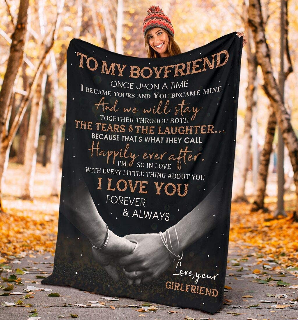 Personalized To My Boyfriend Hand In Hand Fleece Blanket From Girlfriend To My Boyfriend I Love You Forever And Always Blanket Gift For Boyfriend Customized Blanket For Birthday Valentines Day