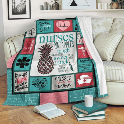 Quote Nurses Pineapple Soft Fleece Blanket