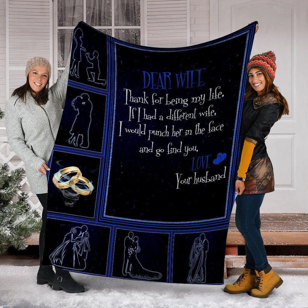 Dear Wife Thank For Being My Life Rings Fleece Blanket