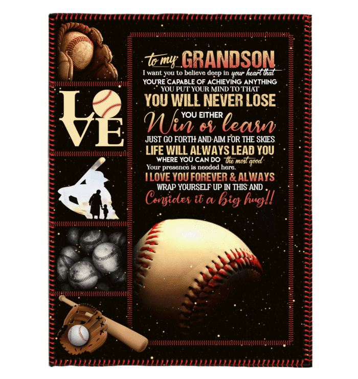 Grandparent To Grandson Just Go Forth BaseballFleece Blanket Shepra Blanket