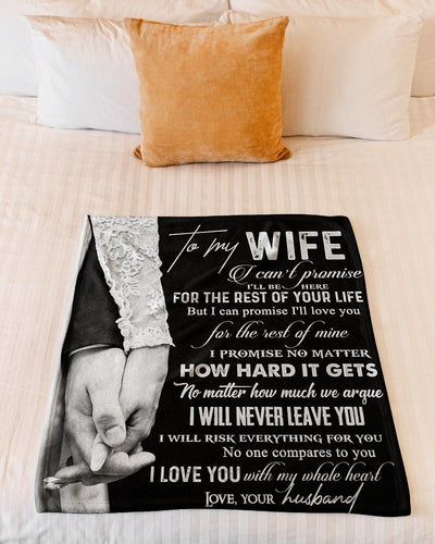 Love You With My Whole Heart To Wife Printed Fleece Blanket