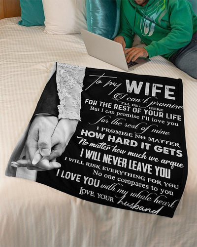 Love You With My Whole Heart To Wife Printed Fleece Blanket