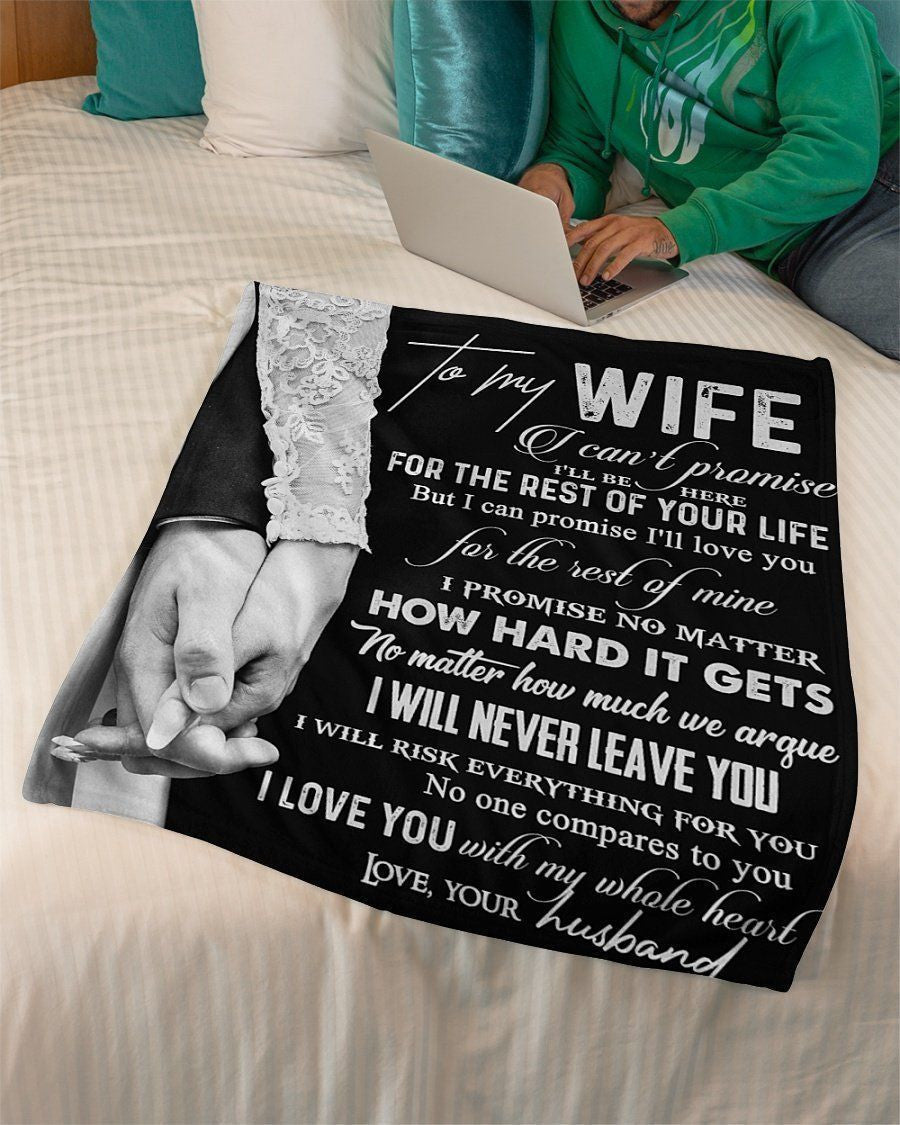 Love You With My Whole Heart To Wife Printed Fleece Blanket