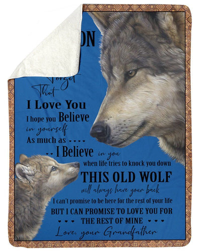 Wolves Love Message Of Grandfather To Grandson Fleece Blanket