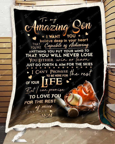 Custom Fleece Blanket - For Son From Mom - Baseball - You Will Never Lose